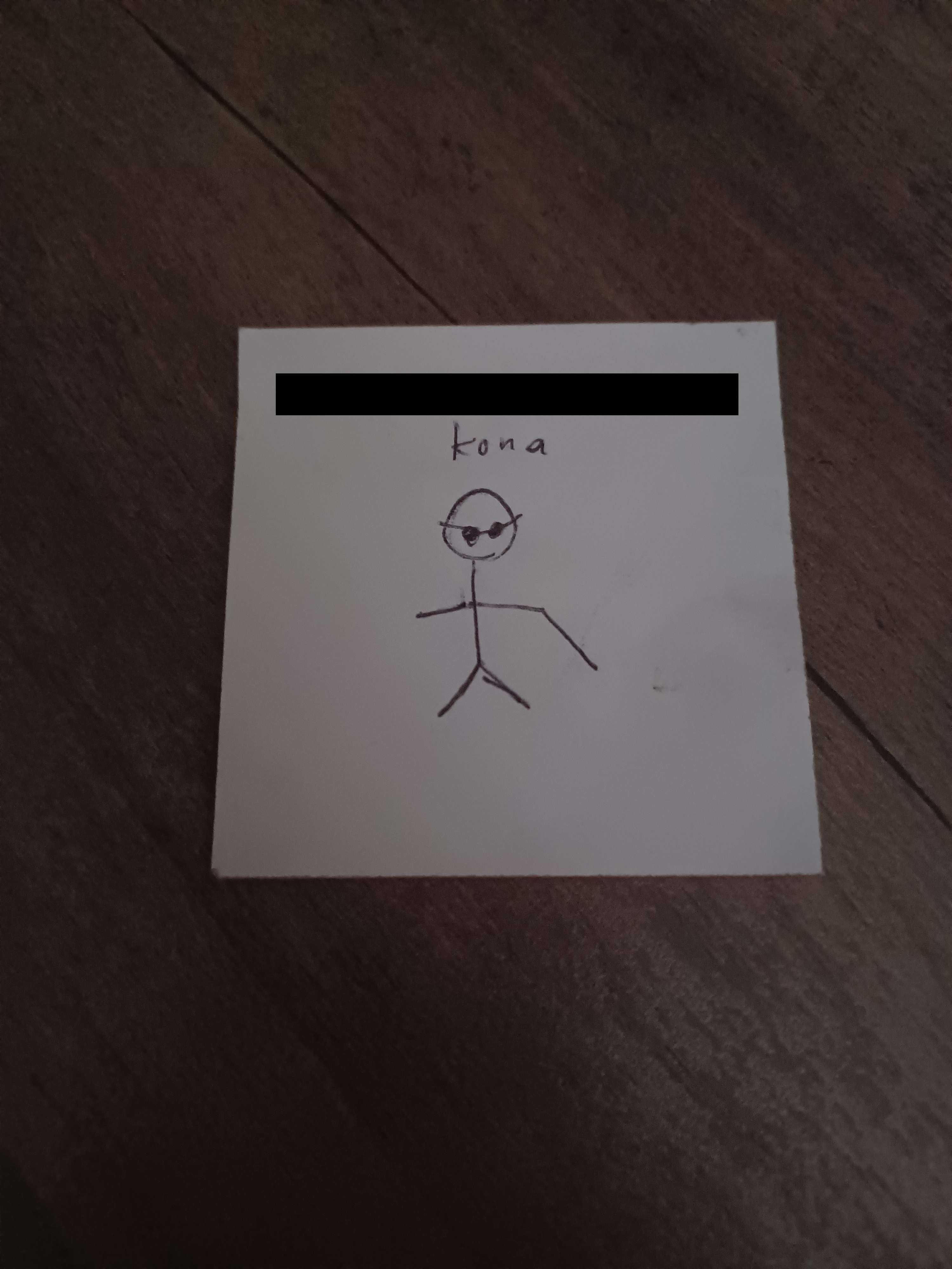 Kona drawn on a note
